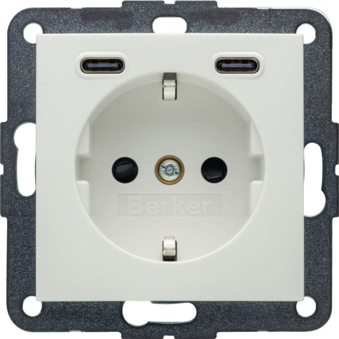 HAGER BOCCHIOTTI - PRESA SCHUKO/USB CC 20W PD S.1 BIA.POL. 48151909