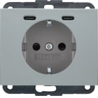 HAGER BOCCHIOTTI - PRESA SCHUKO/USB CC 20W PD K.X ALU LACC. 48157003