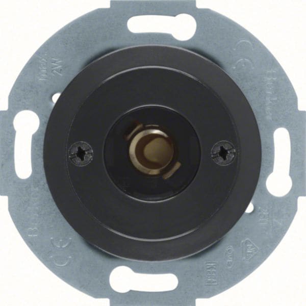 HAGER BOCCHIOTTI - puls./spia lum. E10, contatto di chiusura + pezzo c.le Serie 1930/Glas nero luc.