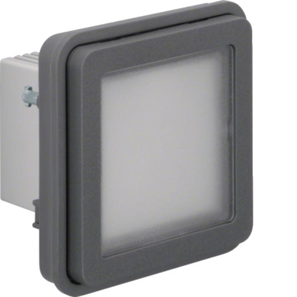 HAGER BOCCHIOTTI - segnale lum. a LED illuminazione blu a parete/da incasso Serie W.1 grigio opac