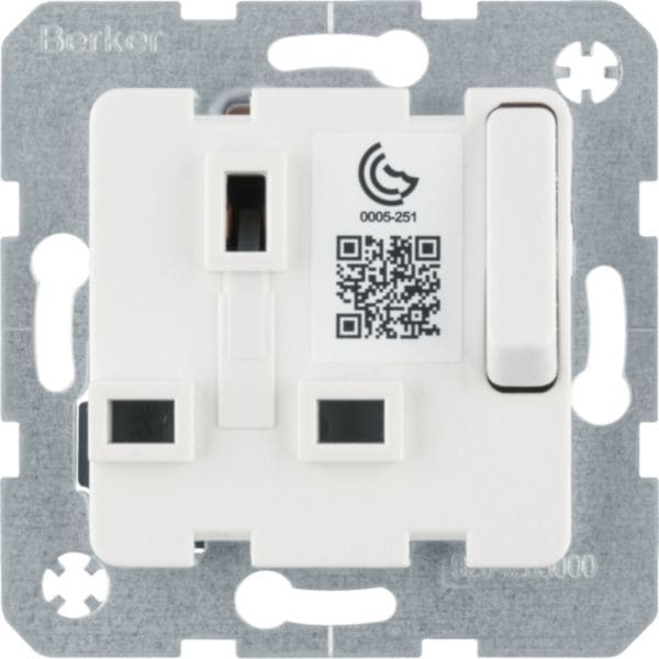 HAGER BOCCHIOTTI - Inserto portaprese con terra, BRITISH STANDARD disinseribile bianco pol. luc.