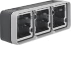 HAGER BOCCHIOTTI - Scatola tripla orizzontale, con cornice a parete W.1 grigio/grigio chiaro opaco
