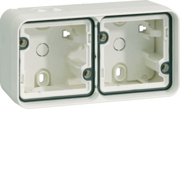 HAGER BOCCHIOTTI - Scatola doppia orizzontale, c?on cornice a parete Berker W.1 bianco polare opaco