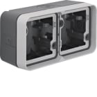 HAGER BOCCHIOTTI - Scatola doppia orizzontale, con cornice a parete W.1 grigio/grigio chiaro opaco