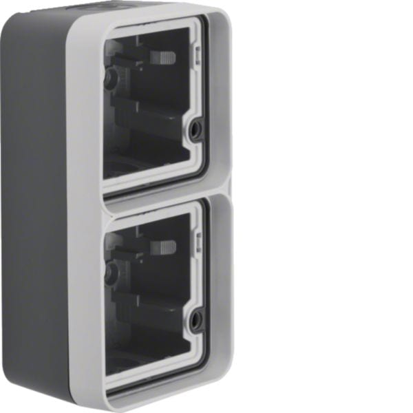 HAGER BOCCHIOTTI - Scatola doppia verticale, con cornice a parete W.1 grigio/grigio chiaro opaco