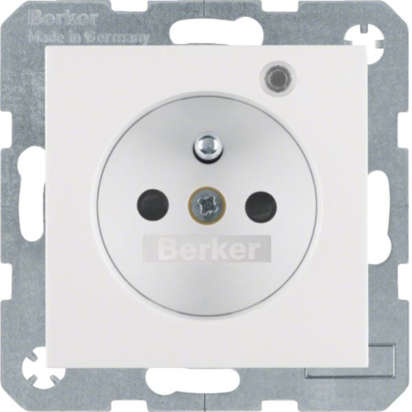 HAGER BOCCHIOTTI - Presa con spinotto di terra e LED di controllo Serie S.1/B.3/B.7 bianc pol. opac