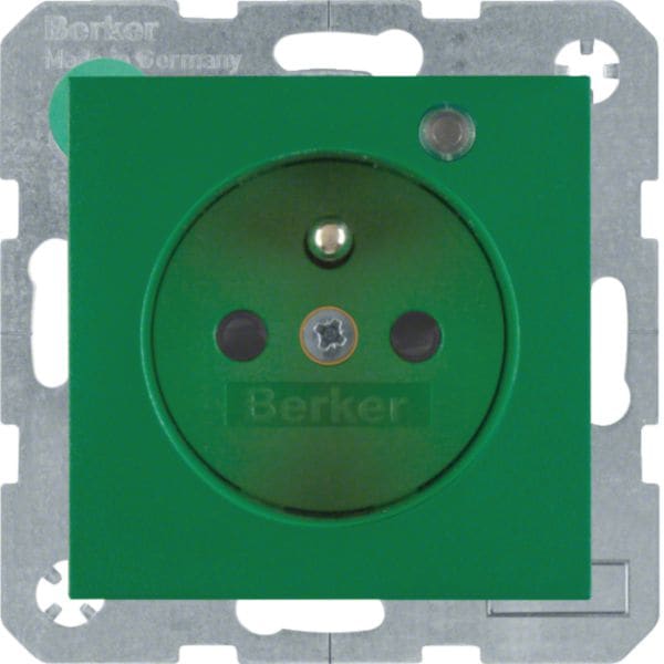 HAGER BOCCHIOTTI - Presa con spinotto di messa a terra e LED di controllo S.1/B.3/B.7 verde opaco