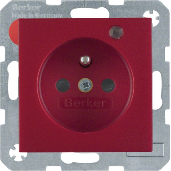 HAGER BOCCHIOTTI - Presa con spinotto di messa a terra e LED di controllo S.1/B.3/B.7 rosso opaco