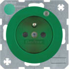 HAGER BOCCHIOTTI - Presa con spinotto messa a terra e LED di controllo Berker R.1/R.3 verde lucido 6765092003