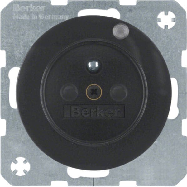 HAGER BOCCHIOTTI - Presa con spinotto messa a terra e LED di controllo Berker R.1/R.3 nero lucido 6765092045