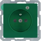HAGER BOCCHIOTTI - Presa con spinotto messa a terra e LED di controllo Berker Q.1/Q.3 verde velluto 6765096013