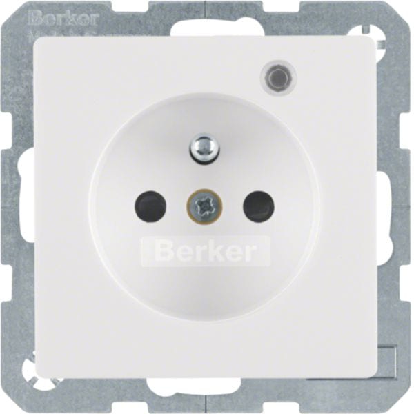 HAGER BOCCHIOTTI - Presa con spinotto di terra e LED di controllo Serie Q.1/Q.3 bianc polare vellut