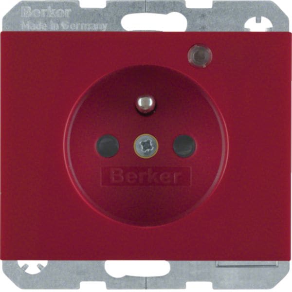 HAGER BOCCHIOTTI - Presa con spinotto di messa a terra e LED di controllo Berker K.1 rosso lucido 6765097015