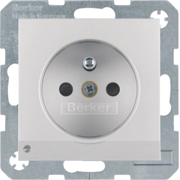 HAGER BOCCHIOTTI - Presa con spinotto di messa a terra e luce di orientamento a LED B.7 alu opaco