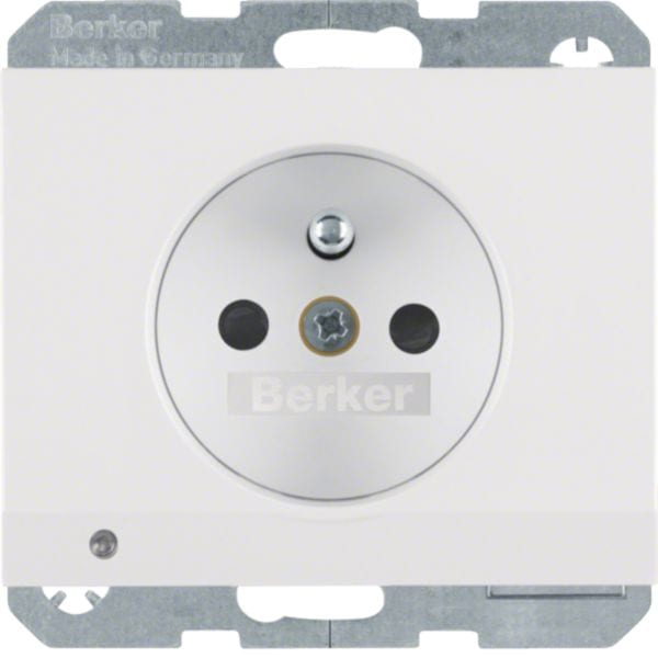 HAGER BOCCHIOTTI - Presa con spinotto x terra + LED orientamento Serie K.1 bianco pol. luc.