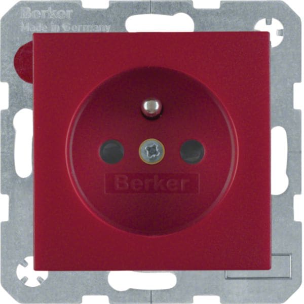 HAGER BOCCHIOTTI - Presa con spinotto di messa a terra Berker S.1/B.3/B.7 rosso opaco