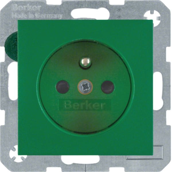 HAGER BOCCHIOTTI - Presa con spinotto di messa a terra Berker S.1/B.3/B.7 verde opaco