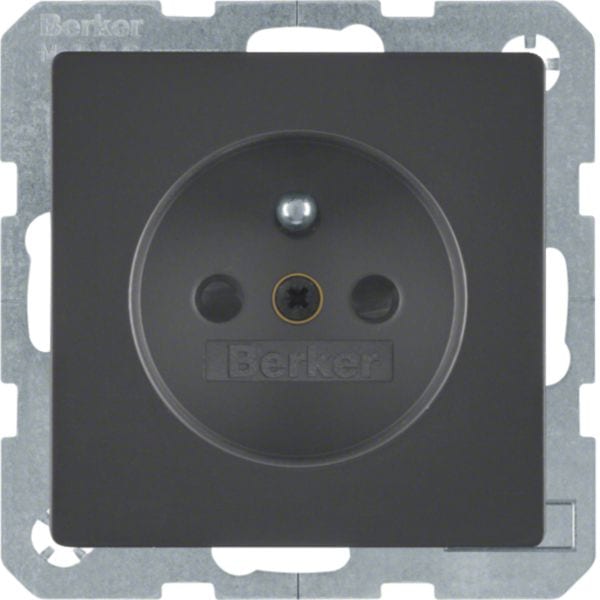 HAGER BOCCHIOTTI - Presa con spinotto di messa a terra Berker Q.1/Q.3 antracite velluto, vernic.