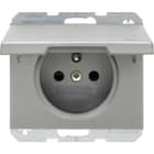 HAGER BOCCHIOTTI - Presa con spinotto di terra e coperchio Serie K.5 acciaio inox, metallo opaco 6765777104