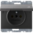 HAGER BOCCHIOTTI - Presa con spinotto di terra e coperchio a cerniera Serie K.1 antrac.opaco, vern.