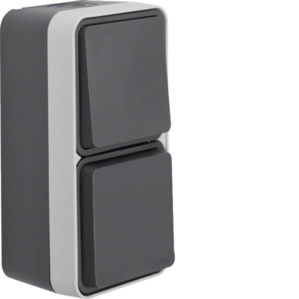 HAGER BOCCHIOTTI - Combinazione deviatore/presa SCHUKO con coperchio a cerniera a parete W.1 grigio 7341803515