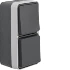 HAGER BOCCHIOTTI - Combinazione deviatore/presa SCHUKO con coperchio a cerniera a parete W.1 grigio 7341803515