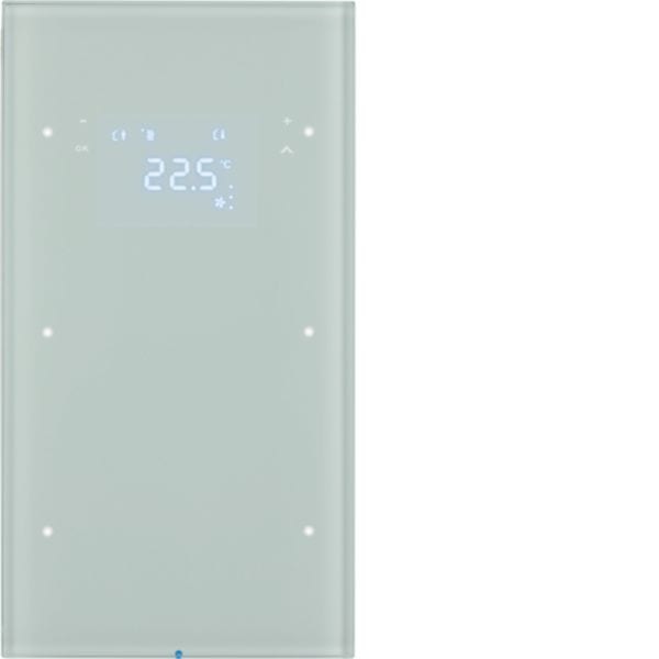 HAGER BOCCHIOTTI - Sensore touch doppio con Termostato KNX - Serie R.3 vetro Bianco pol.