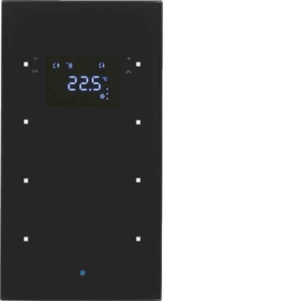 HAGER BOCCHIOTTI - Sensore vetro KNX triplo con Termostato KNX - Serie TS Sensor vetro nero 75643035