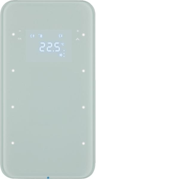 HAGER BOCCHIOTTI - Sensore touch triplo con Termostato KNX - Serie R.1 vetro Bianco pol.