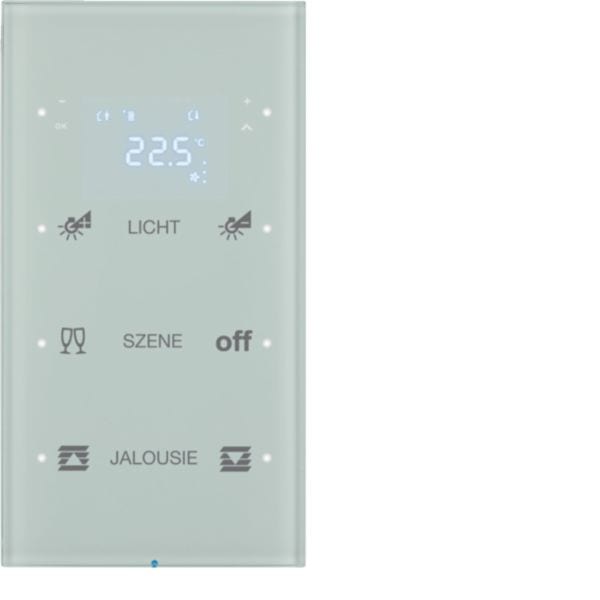 HAGER BOCCHIOTTI - Sensore touch triplo con Termostato KNX - Serie R.3 vetro Bianco pol.