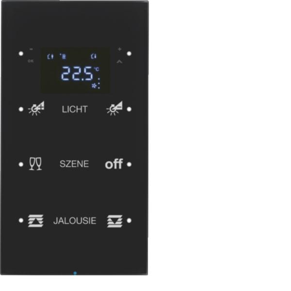 HAGER BOCCHIOTTI - Sensore touch triplo con Termostato KNX - Serie R.3 vetro nero