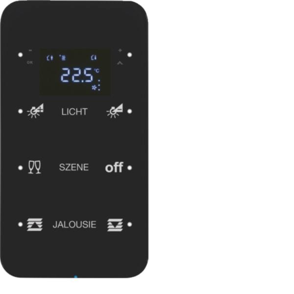 HAGER BOCCHIOTTI - Sensore touch triplo con Termostato KNX - Serie R.1 vetro nero