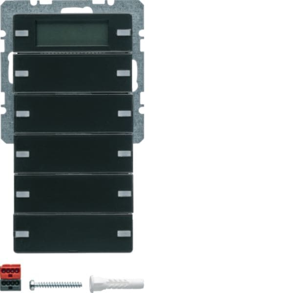 HAGER BOCCHIOTTI - Sensore a tasti quintuplo con Termostato KNX - Serie Q.1/Q.3 antracite 75665726