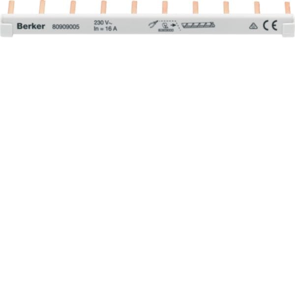 HAGER BOCCHIOTTI - Barra di distribuzione a pettine 6 mm2, 10 moduli 80909005