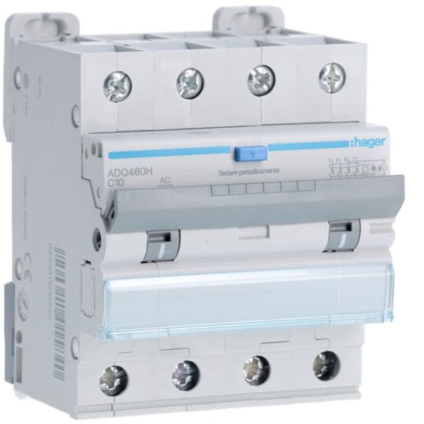 HAGER BOCCHIOTTI - Interruttore magnetotermico differenziale 10000A 4P curva C 10A tipo AC 30mA 4M ADQ460H