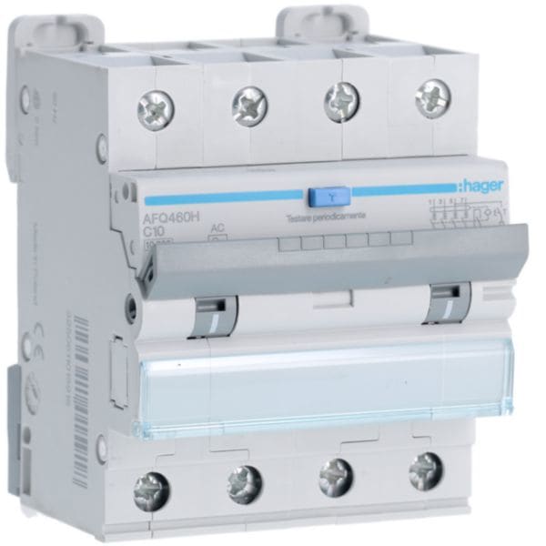HAGER BOCCHIOTTI - Interruttore magnetotermico differenziale 10000A 4P curva C 10A tipo AC 300mA 4M AFQ460H