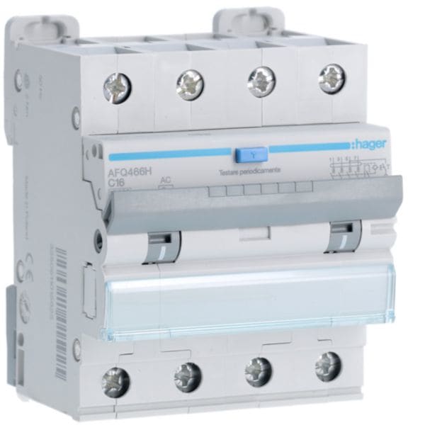 HAGER BOCCHIOTTI - Interruttore magnetotermico differenziale 10000A 4P curva C 16A tipo AC 300mA 4M AFQ466H