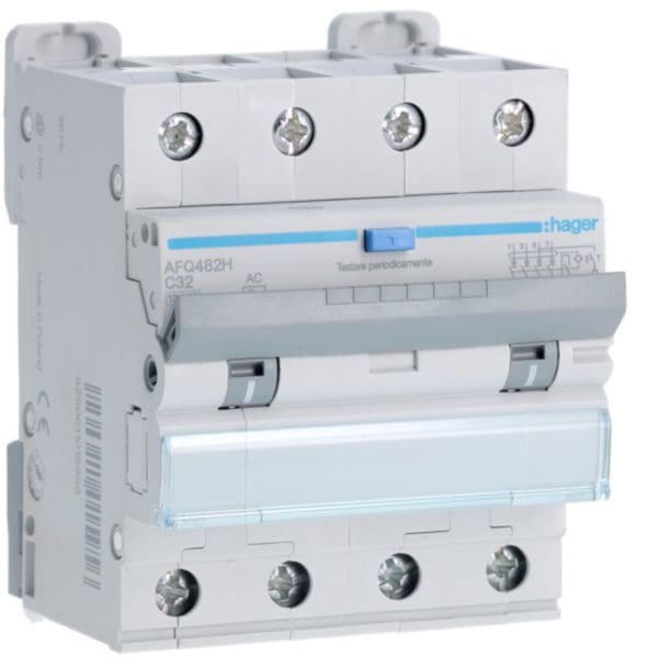 HAGER BOCCHIOTTI - Interruttore magnetotermico differenziale 10000A 4P curva C 32A tipo AC 300mA 4M AFQ482H