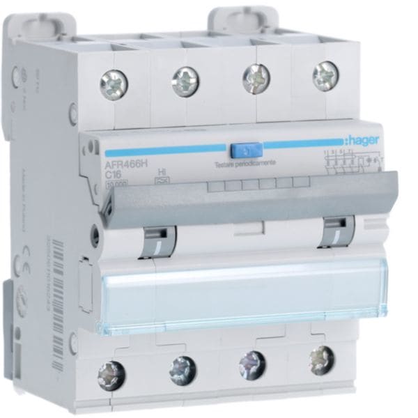 HAGER BOCCHIOTTI - Interruttore magnetotermico differenziale 10000A 4P curva C 16A A-HI 300mA 4M AFR466H
