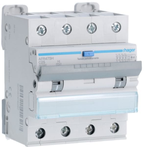 HAGER BOCCHIOTTI - Interruttore magnetotermico differenziale 10000A 4P curva C 25A A-HI 300mA 4M AFR475H