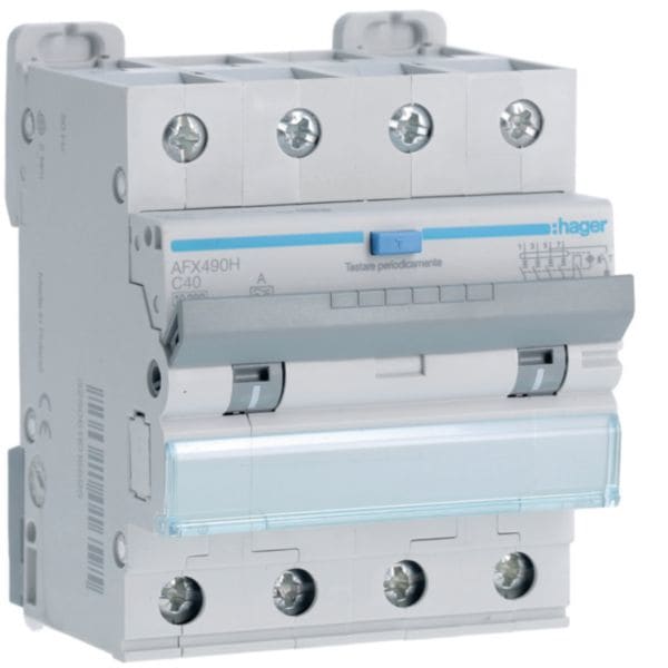 HAGER BOCCHIOTTI - Interruttore magnetotermico differenziale 10000A 4P curva C 40A tipo A 300mA 4M AFX490H