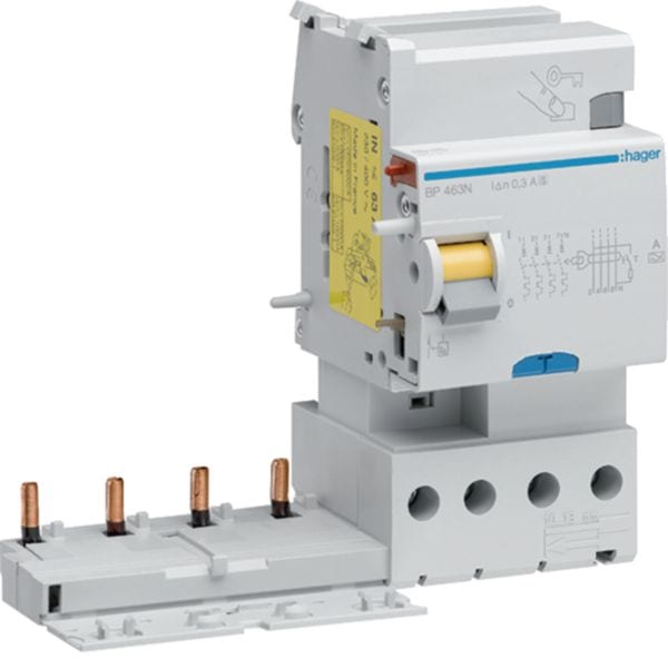 HAGER BOCCHIOTTI - Blocco differenziale 4P ?63A tipo A selettivo 300mA 3M BP463N