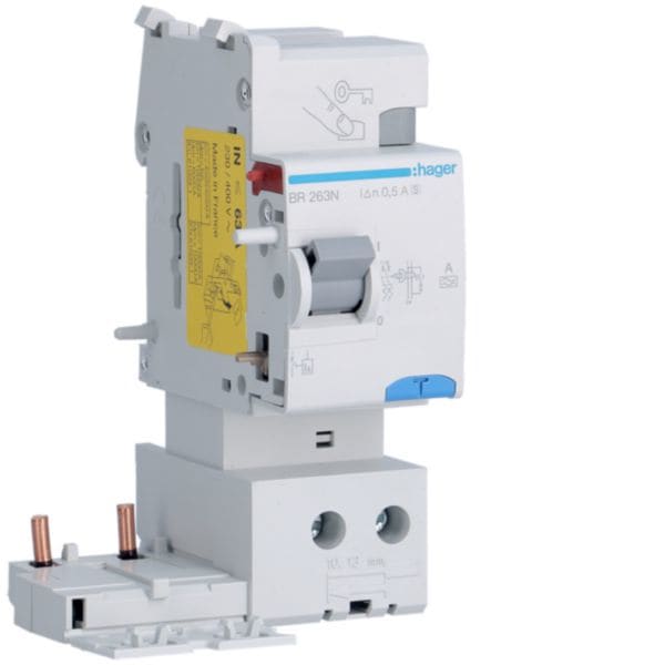 HAGER BOCCHIOTTI - Blocco differenziale 2P ?63A tipo A selettivo 500mA 2M BR263N