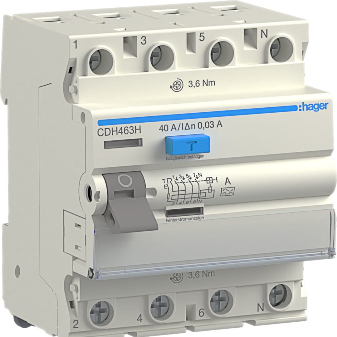 HAGER BOCCHIOTTI - Interruttore differenziale puro 4P 63A tipo A HI 30mA 4M