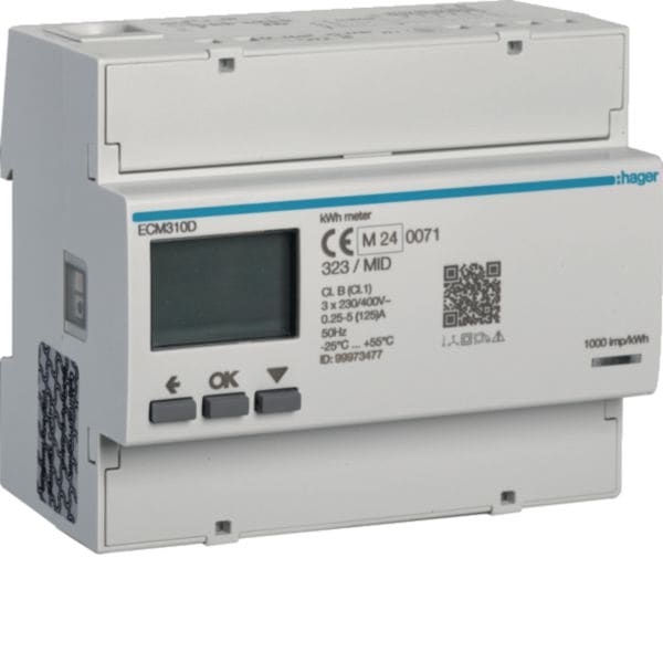 HAGER BOCCHIOTTI - Contatore trifase diretto 125 A M-Bus MID 6M