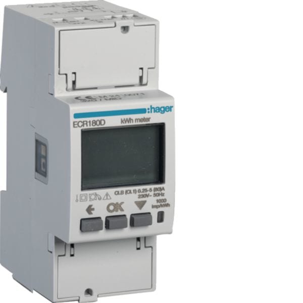 HAGER BOCCHIOTTI - Contatore monofase diretto 80 A Modbus RTU MID 2M ECR180D