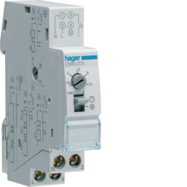HAGER BOCCHIOTTI - Temporizzatore luce scale multifunzione 1 contatto 16A