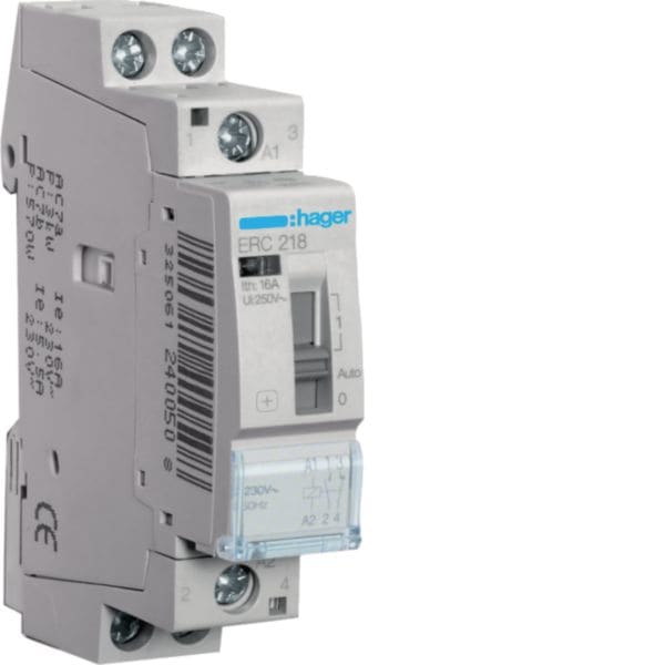 HAGER BOCCHIOTTI - Relè a comando manuale eco 1 NA + 1 NC 230 V AC 16 A 1 modulo DIN