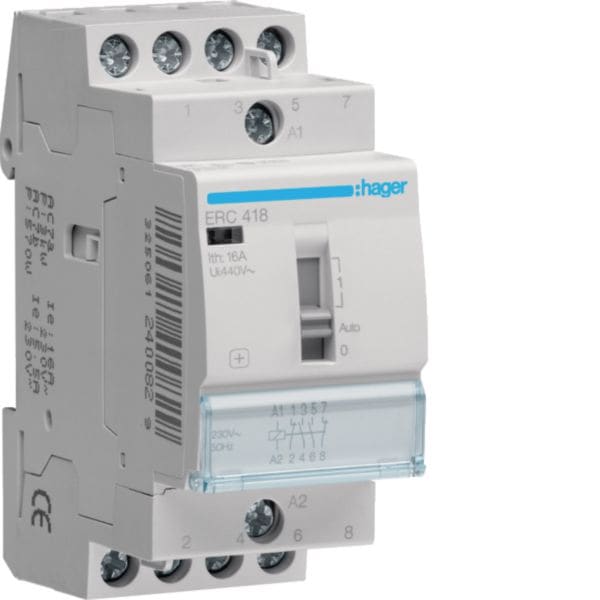 HAGER BOCCHIOTTI - Relè di comando 16 A 230 V 2 NA + 2 NC 2 moduli DIN
