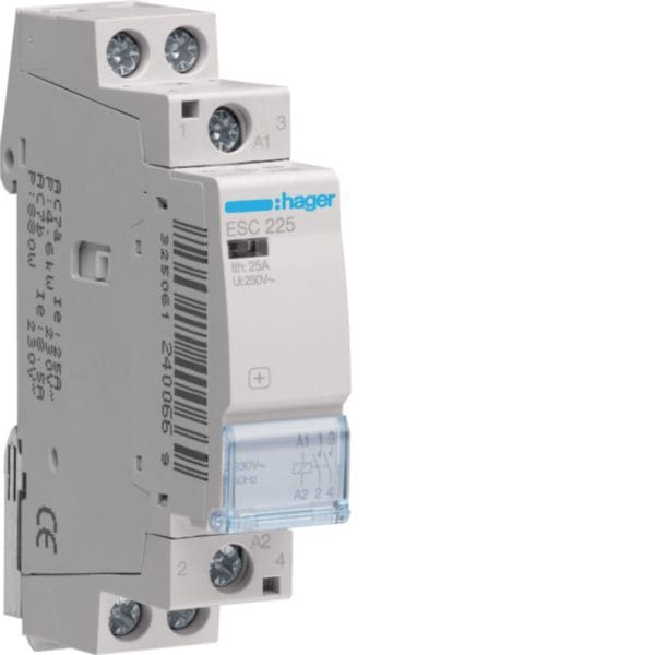 HAGER BOCCHIOTTI - Contattore eco 2 NA 230 V AC 25 A 1 modulo DIN